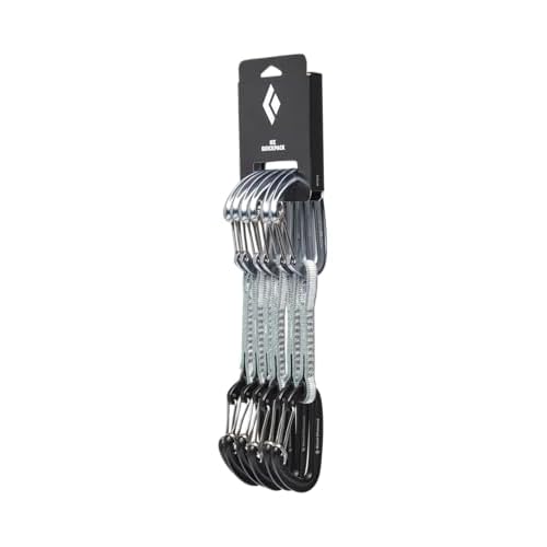 Black Diamond Oz Quickpack 6-Pack Set of Rock Climbing Quickdraws with Wiregate Carabiners