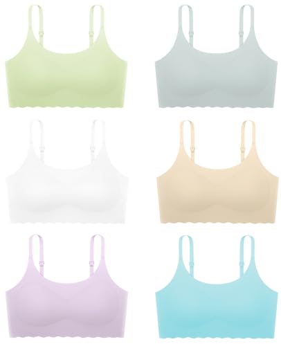 Girls' Training Sports Bras Seamless Padded No Show for Teens 14-16 Years - Gray White Blue Purple Green