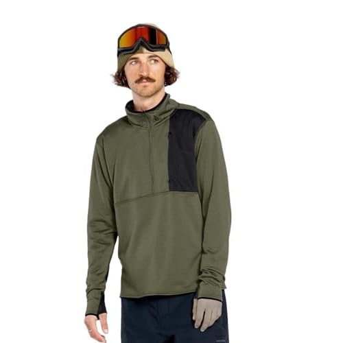 Volcom mens Gridlock 1/4 Zip Mock Neck Snowboard Base Layer Fleece Sweatshirt