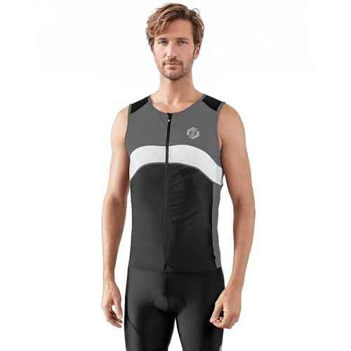 SLS3 Tri Top Men - Sleeveless Mens Triathlon Top ? PRO Premium FX Material - 3 Pocket Triathlon Shirts for Men