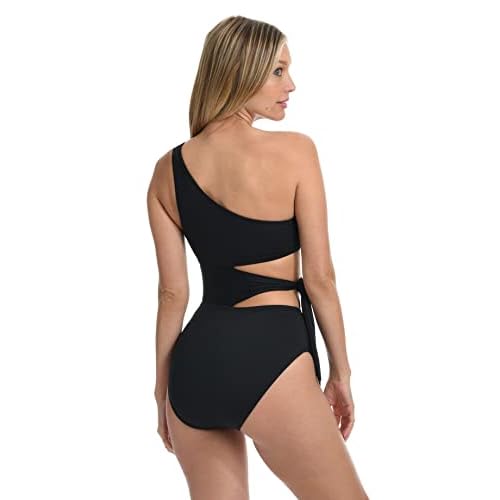 La Blanca Women's One Piece Swimsuit Cutout Single Shoulder Tummy Control Island Goddess Bathing Suit