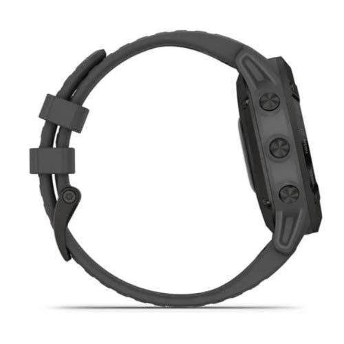 Garmin 010-02410-10 fenix 6 Pro Solar, Multisport GPS Watch with Solar Charging Capabilities, Advanced Training Features and Data, Black with Slate Gray Band