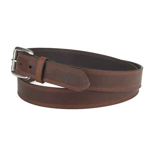 ARIAT Men's Triple Row Stitch Leather Work Belt with Removable Roller Buckle