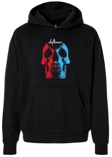 Unisex Deftones Split Skull Hoodie - Medium Black - Adult Streetwear