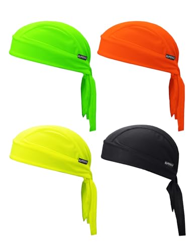 Men's & Women's Doo Rags Beanie Skull Cap Bandana Headwrap - X-Small to 3XL - Black, Neon Yellow, Orange, Green