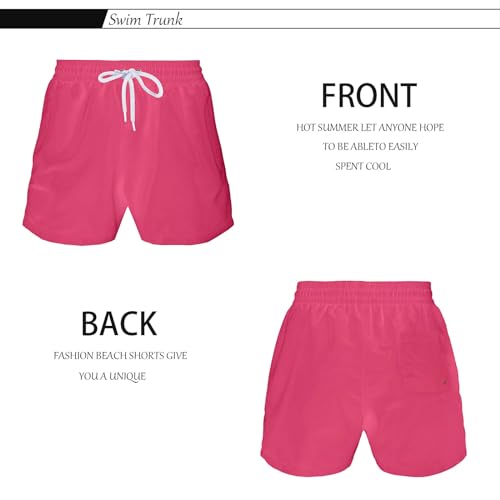 Mens Swim Trunks 5" with Mesh Lining Quick Dry Beach Shorts - Small Pink