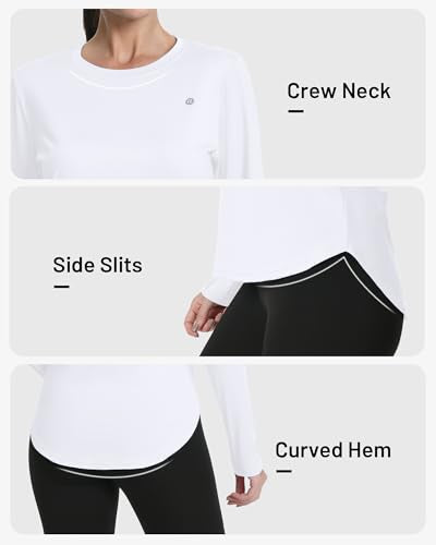Runhit Women's Sun Shirt Long Sleeve UPF 50+ Rash Guard - Medium White - Lightweight Sun Protection Top for Hiking & Workout
