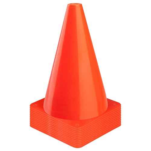 CARTMAN Plastic Training Cones (Set of 12/24 Pack 9" or 12/24 Pack 7" or 12/24 Pack Disc Cone) Agility Soccer Cones, Indoor Outdoor and Festive Events Field Marker Agility Cones
