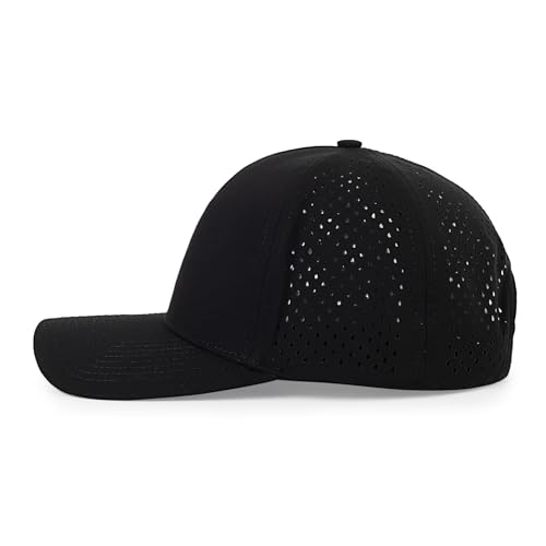 Men Women Quick Dry Baseball Cap Black One Size Curved Mesh Snapback Hat