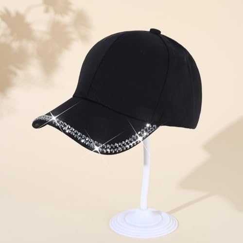 Women Sparkling Rhinestone Baseball Cap Shiny Glitter Hat Summer Bling Outdoor Men 2026 - Black-Silver Rhinestones