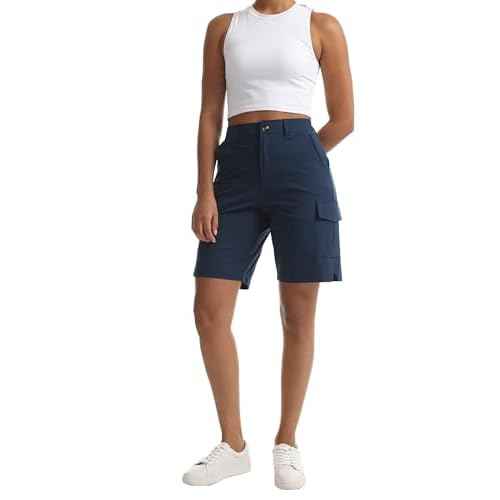 Women's Lightweight Hiking Cargo Shorts for Running Athletic Camping Travel Golf - Water Resistant with 5 Pockets