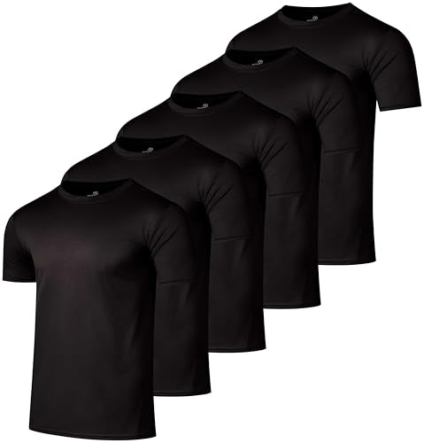 Men's Mesh Short Sleeve T Shirts 5 Pack - Athletic Workout & Running Tees, XL