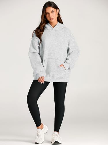 EFAN Women's Oversized Grey Fleece Hoodie Sweatshirt Medium