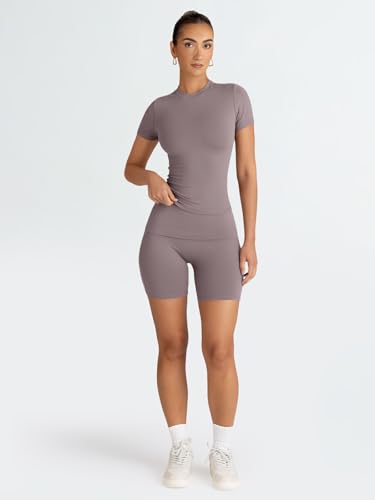 Queen Women's 2-Piece Workout Shorts Set - Coffee Grey Medium