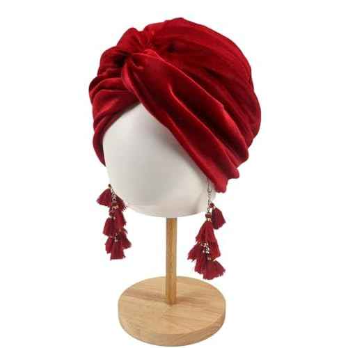 Women Turban,Cozy Polyester Velvet Turban Hats,Indian Turbans Hats Head Wraps Beanie,African Cap for Women