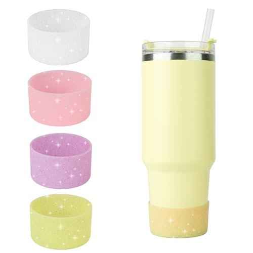4 PCS for Stanley Boot, Silicone Bottom for Stanley Cup, Reduces Noise Scratches Water Bottle Bottom Sleeve for Stanley Cup Accessories (Glitter Colorful)