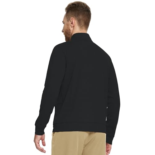 Men's Quarter Zip Pullover Sweatshirt - Black Large Moisture Wicking Golf Midlayer