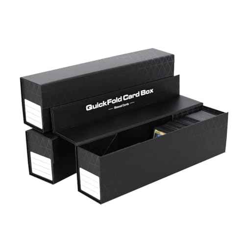 BCW QuickFold Card Boxes for Sleeved Cards - 12 Pack | Not for Toploaders | Magnetic Closure Card Storage Box | Holds 500 to 1200 Cards Each | Fits Trading Card Dividers | Easy to Assemble