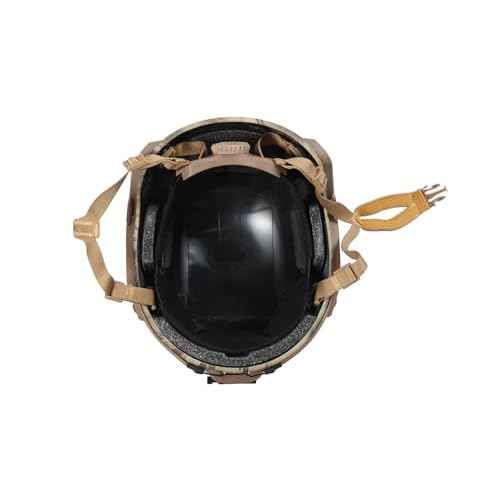 Lancer Tactical Medium - Large Industrial ABS Plastic Constructed Maritime Helmet Adjustable Crown 20mm Side Rail Adapter Padding Stickers NVG Shroud Bungee Retention Goggle Clip (Highlander)