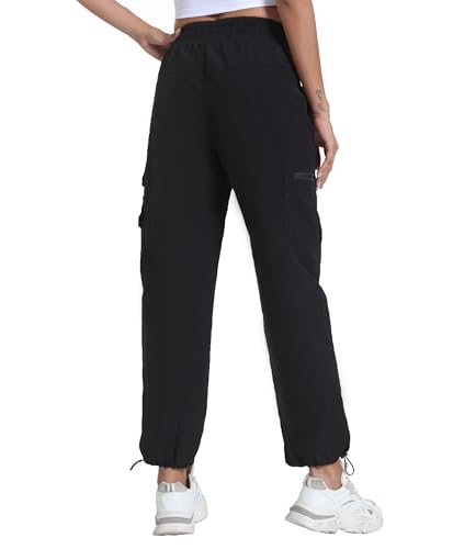 Water-Resistant Women's Hiking Pants with Pockets - Adjustable Leg, X-Large, Dark Black