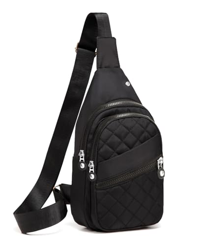 Small Crossbody Sling Bag for Women and Men - Casual Travel Hiking Backpack - Black