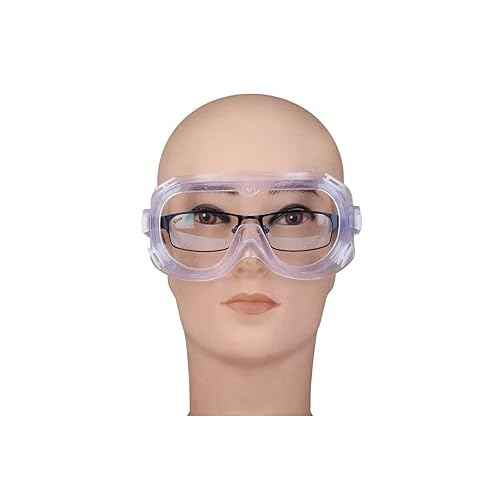 3 Pack Safety Goggles Protective Adjustable Goggles Over Glasses Splash Eye Protection Adjustable For Lab Construction Worker Onion Cutting Clear Lens Eyewear White