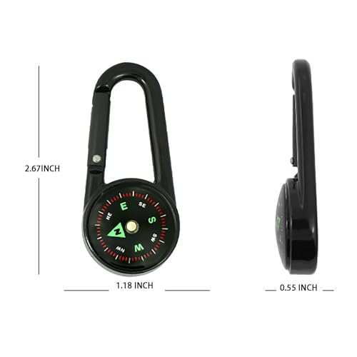 Pocket Compass, Hiking Compass with Hook for Survival – Waterproof Durable