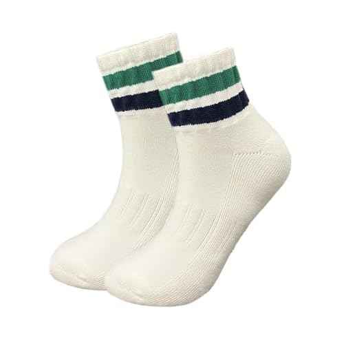 Women Striped Retro Novelty Crew Socks Sporty Thick Cotton Quarter Tube Socks