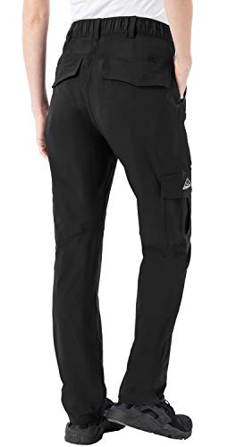 Water-Resistant Cargo Hiking Pants for Women - Quick Dry, UPF 50+, Black, Large
