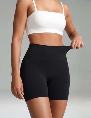 Colorfulkoala Dreamlux No Front Seam Biker Shorts for Women 6-Inch Inseam Black X-Small