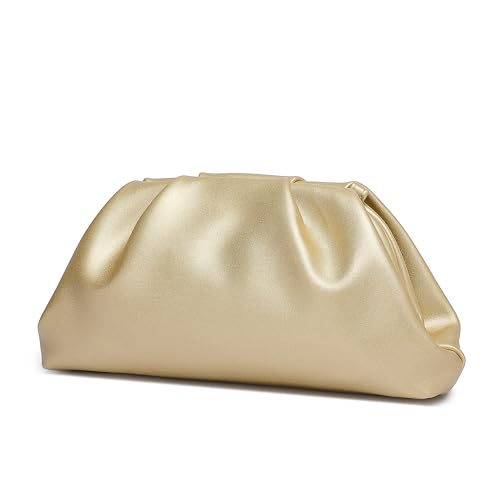 YUWITA Gold Soft PU Leather Clutch Purse for Women Evening Bag - Elegant & Luxurious