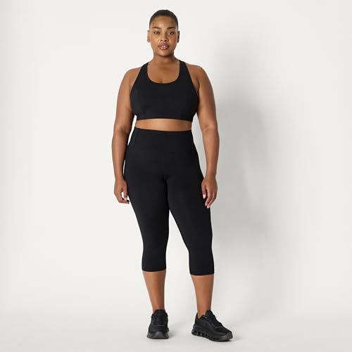 Women's High Waist Capri Leggings without Pockets - X-Large Black