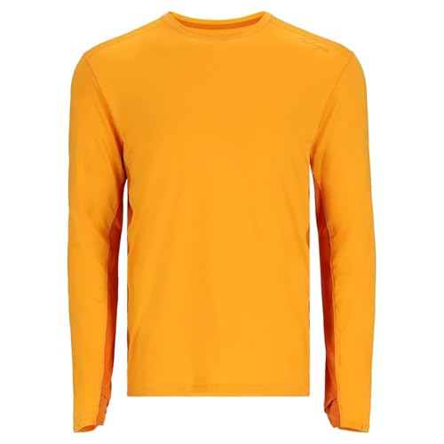 Simms SolarFlex Crewneck Long Sleeve Fishing Shirt for Men: UPF 50+ Sun Protection, Quick-Dry, Odor-Resistant (Sunrise/Sun Glow, X-Large)