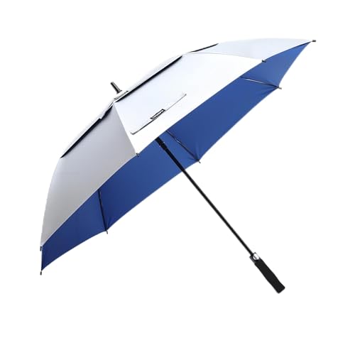 Large UV Protection Golf Umbrella with Windproof Double Canopy - Blue/Silver, 68 Inches