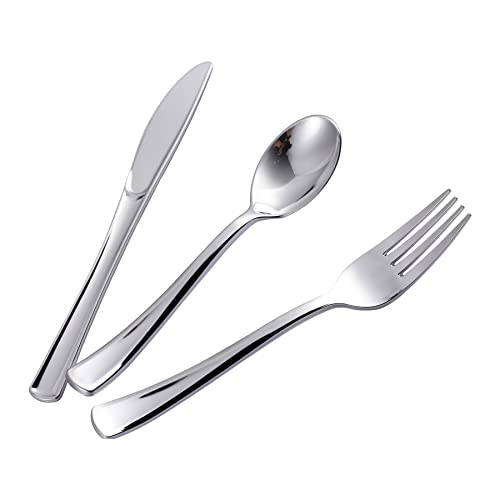 Silver Disposable Cutlery Set - 500 Pieces, Food-Grade Plastic Utensils