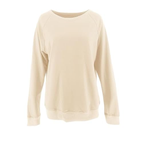 PRETTODAY Women's Casual Crew Neck Sweatshirts Raglan Long Sleeve Solid Tunic Tops Loose Pullovers