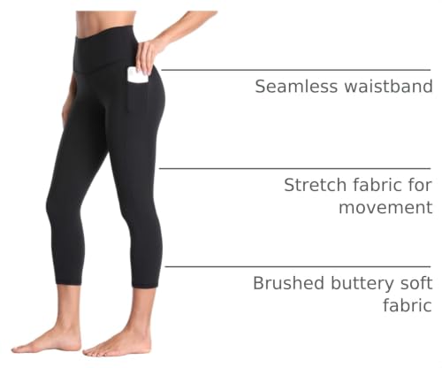 Colorfulkoala Essential Capri Leggings with Pockets - Black, Medium, 21" Inseam