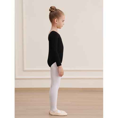 WEGETIT Leotards for Girls Long Sleeve Bodysuit Toddler Black Leotard Ballet Unitard Gymnastics Kids Dance Shirt