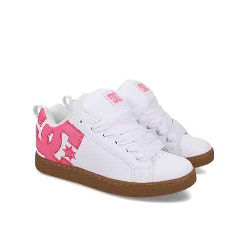 DC Women's Court Graffik Sneaker, White/Pink/Gum, 8