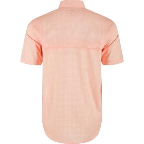 Drake Waterfowl Men's Frat Gingham Check Casual Moisture Wicking Quick Drying Lightweight Short Sleeve Button Plaid Shirt