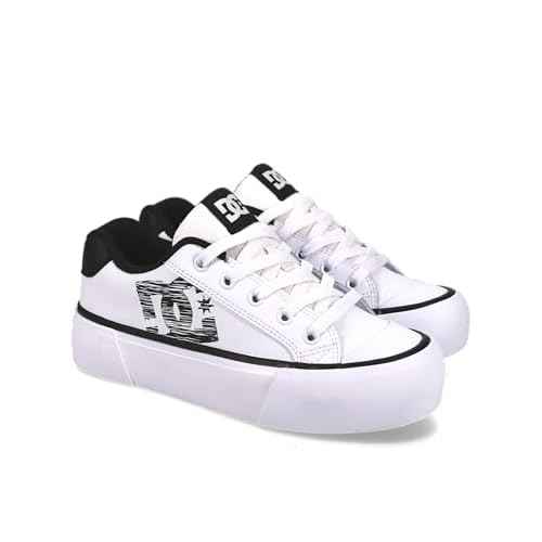 DC Women's Chelsea Platform Sneaker, White/Black, 8.5