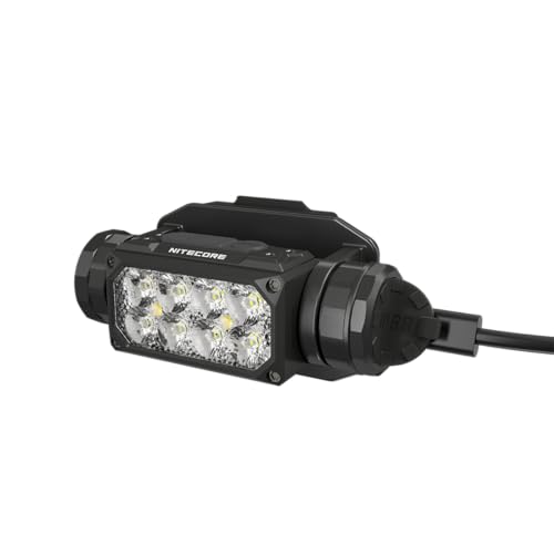Nitecore HC65M UHE 2000 Lumen Tactical Helmet Light Headlamp, NVG Mountable USB-C Rechargeable with Red and White Lights Sticker