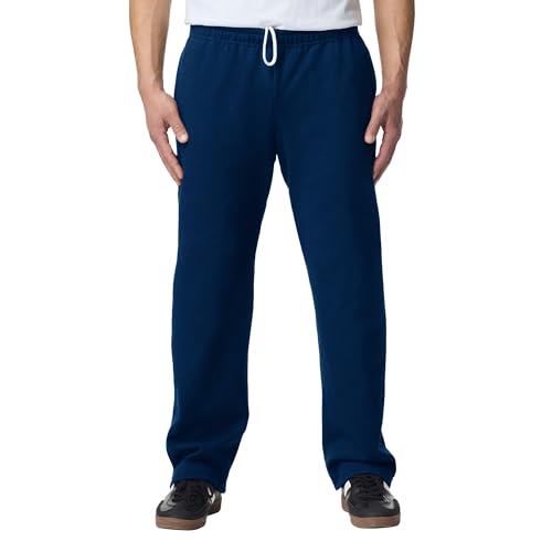Adult Fleece Sweatpants with Pockets - Navy XX-Large Open Bottom G18300