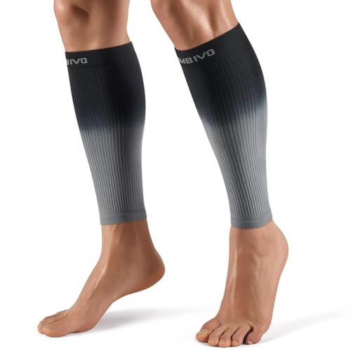 Calf Compression Sleeves 20-30mmHg Gray X-Large Leg Support for Runners & Travelers