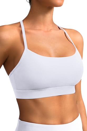 MIRITY Large White Padded Y-Back Sports Bra for Women - Low Impact Yoga Workout Top