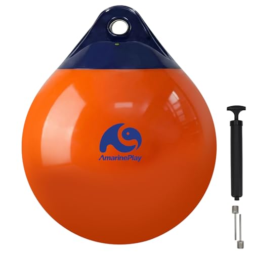 Orange Boat Buoy Ball Anchor Float 15 Inch for Docking & Mooring - Heavy Duty Marine-Grade Vinyl