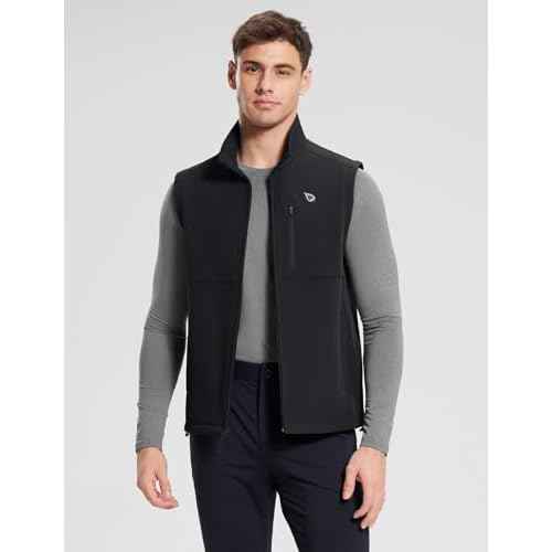 baleaf Men's Golf Vest Fleece Lined Softshell Sleeveless Jacket Water Resistant Cold Weather Running Gear Winter Pockets