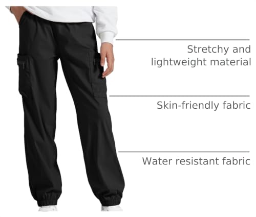 Kids Water-Resistant Cargo Hiking Pants - Black, 13-14 Years