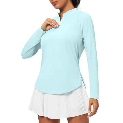 Heathyoga Womens Long Sleeve Workout Tops Golf Shirts for Woman UPF 50+ UV Sun Protection SPF Shirts Quarter Zip Pullover