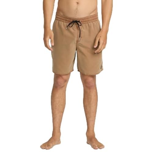 Volcom Mens 17" Elastic Waist Surf Swim Trunks ? Quick-Dry Boardshorts with Drawstring and Back Pocket